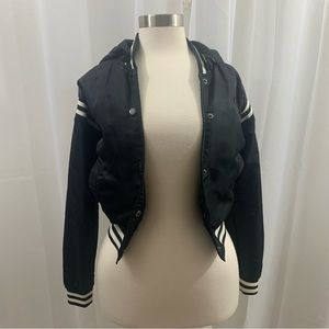 Champion Black cropped Water resistant Hoodie Jacket